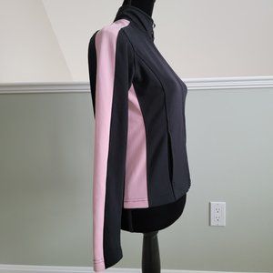 New York & Company NY Jeans Black Full Zip Up Track Jacket Pink Stripe XS
